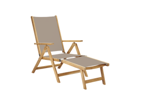 Aquitania Teak Taupe Outdoor Folding Lounge Deck Chair - Ornate Home