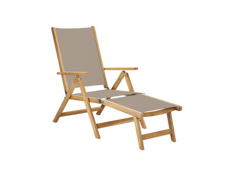 Aquitania Teak Taupe Outdoor Folding Lounge Deck Chair - Ornate Home