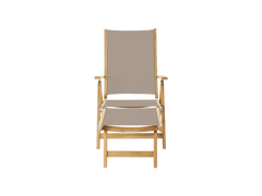 Aquitania Teak Taupe Outdoor Folding Lounge Deck Chair - Ornate Home