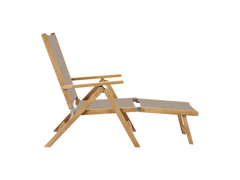 Aquitania Teak Taupe Outdoor Folding Lounge Deck Chair - Ornate Home