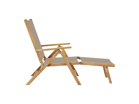 Aquitania Teak Taupe Outdoor Folding Lounge Deck Chair - Ornate Home