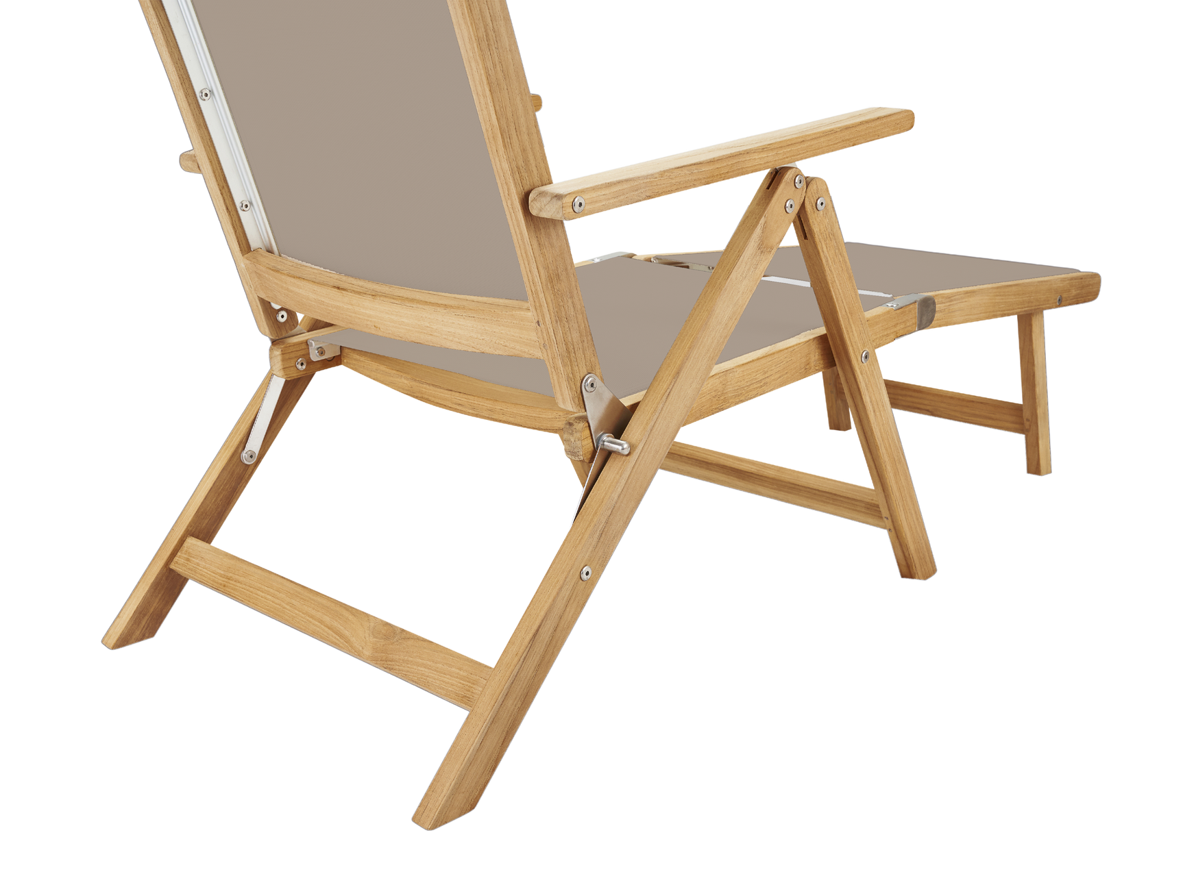 Aquitania Teak Taupe Outdoor Folding Lounge Deck Chair - Ornate Home