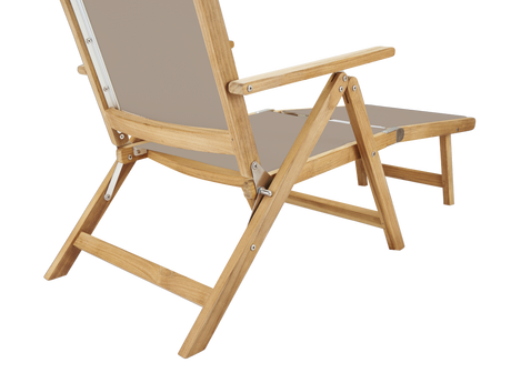 Aquitania Teak Taupe Outdoor Folding Lounge Deck Chair - Ornate Home