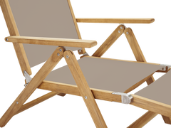 Aquitania Teak Taupe Outdoor Folding Lounge Deck Chair - Ornate Home