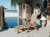 Aquitania Teak Taupe Outdoor Folding Lounge Deck Chair - Ornate Home