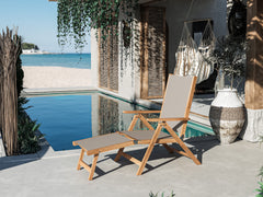 Aquitania Teak Taupe Outdoor Folding Lounge Deck Chair - Ornate Home
