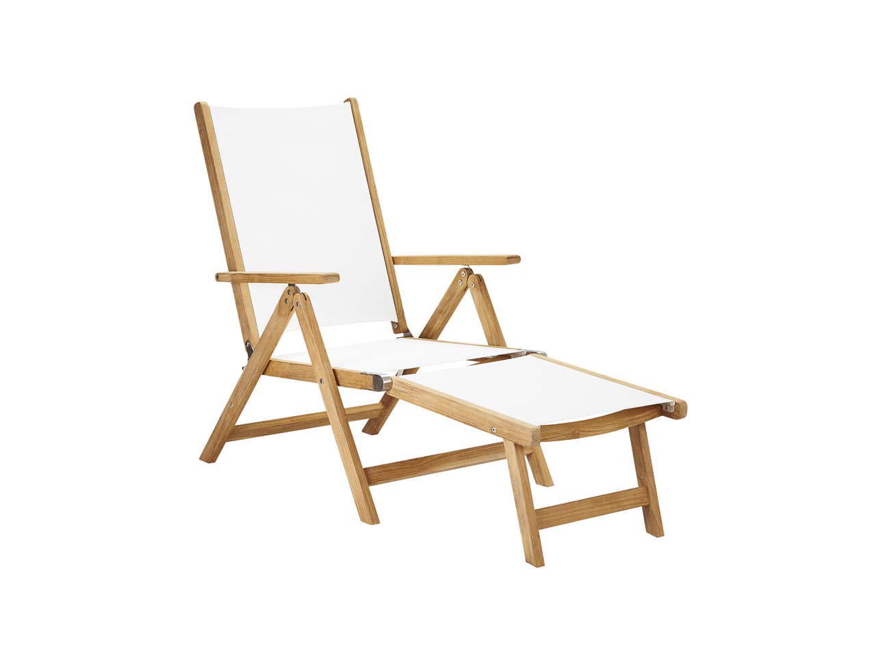 Aquitania Teak White Outdoor Folding Lounge Deck Chair - Ornate Home
