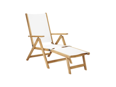 Aquitania Teak White Outdoor Folding Lounge Deck Chair - Ornate Home