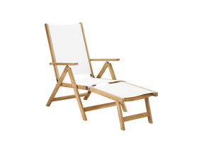 Aquitania Teak White Outdoor Folding Lounge Deck Chair - Ornate Home