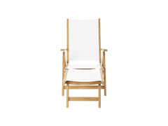 Aquitania Teak White Outdoor Folding Lounge Deck Chair - Ornate Home