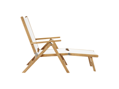 Aquitania Teak White Outdoor Folding Lounge Deck Chair - Ornate Home