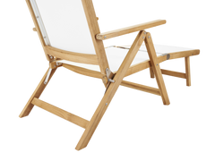 Aquitania Teak White Outdoor Folding Lounge Deck Chair - Ornate Home