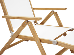 Aquitania Teak White Outdoor Folding Lounge Deck Chair - Ornate Home