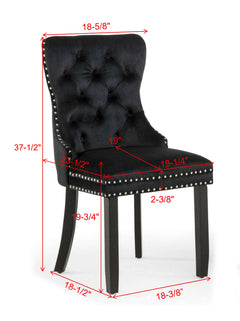 Arabella Black Velvet Accent Chair (Set of 2) - Ornate Home