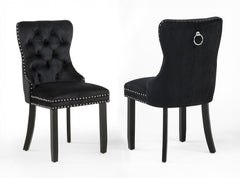 Arabella Black Velvet Accent Chair (Set of 2) - Ornate Home