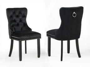 Arabella Black Velvet Accent Chair (Set of 2) - Ornate Home