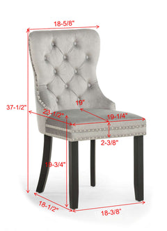 Arabella Light Grey Velvet Accent Chair (Set of 2) - Ornate Home