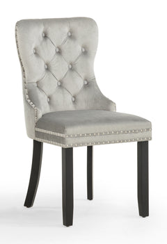 Arabella Light Grey Velvet Accent Chair (Set of 2) - Ornate Home