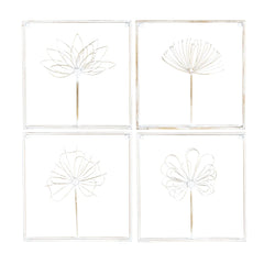 Arabello White/Gold Wall Art (Set Of 4) - Ornate Home