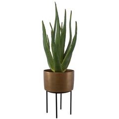 Arabia Brass/Green Aloe Planter - Ornate Home