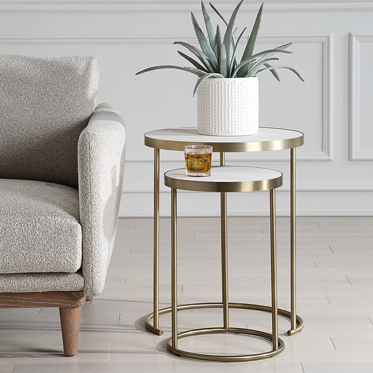 Aragon White Nesting Tables (Set of 2) - Ornate Home