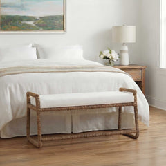 Araiza White Fabric Bench - Ornate Home