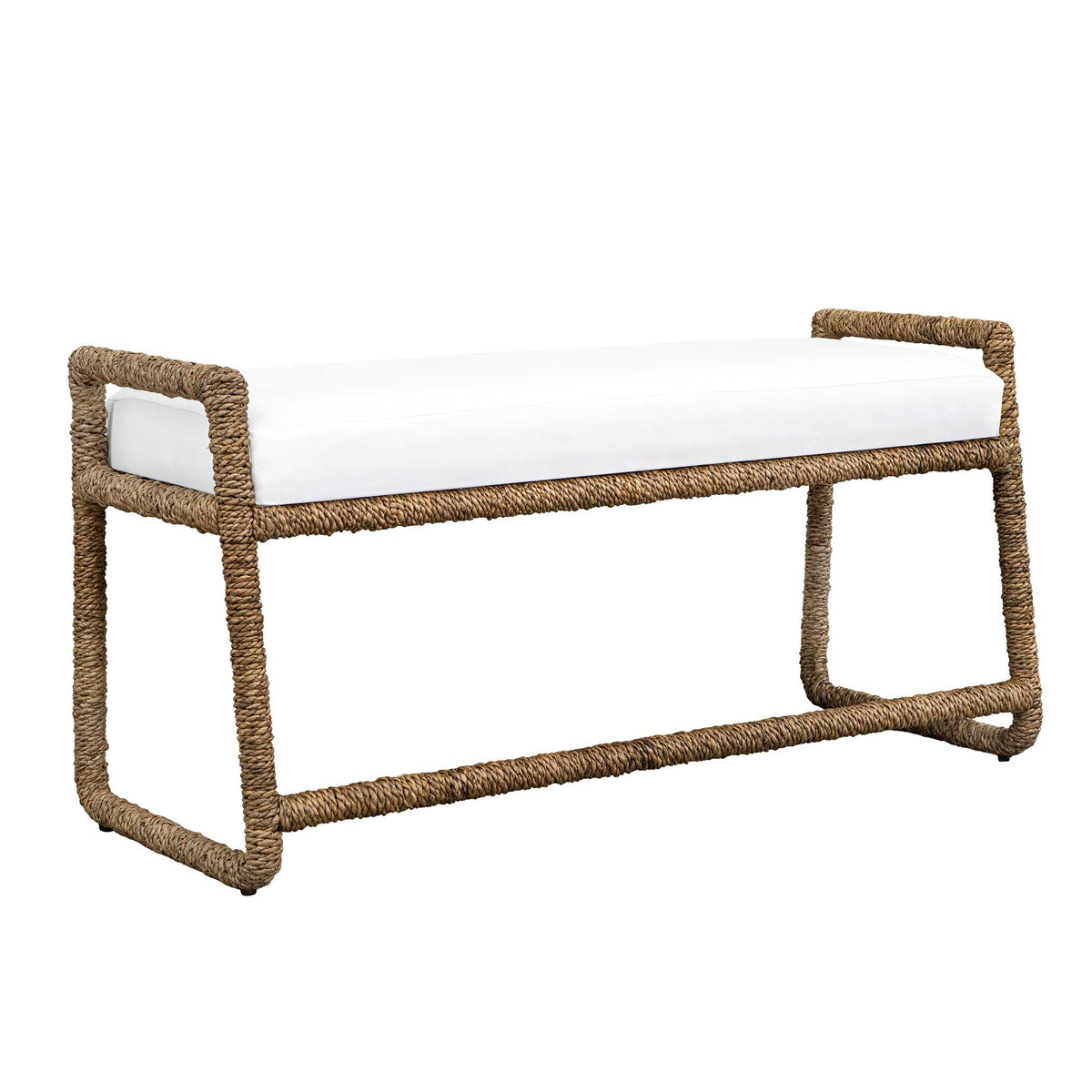 Araiza White Fabric Bench - Ornate Home