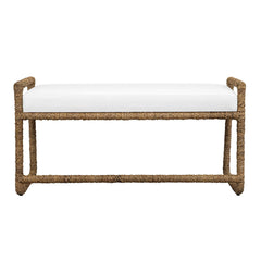 Araiza White Fabric Bench - Ornate Home