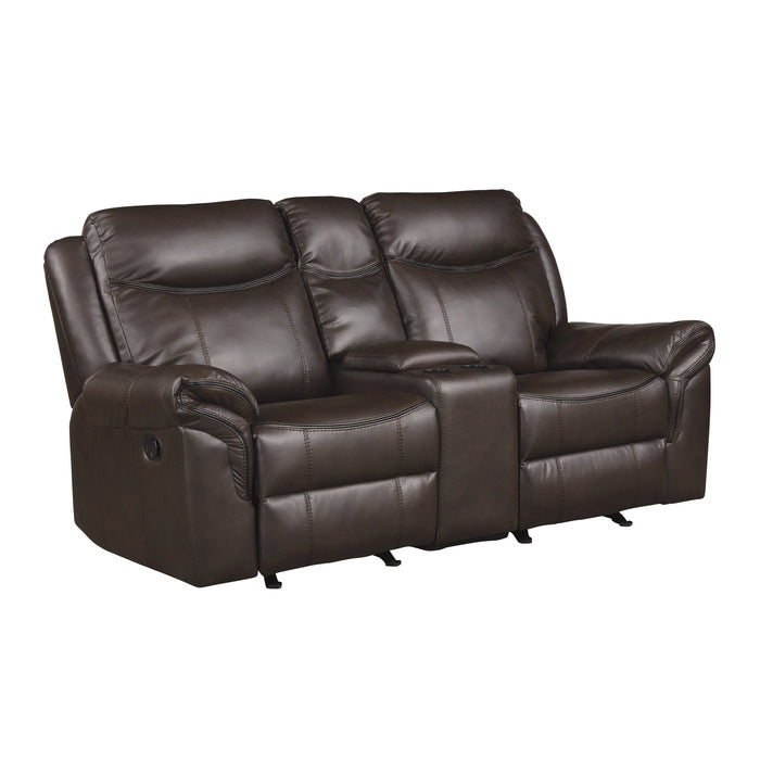 Aram Brown Double Glider Reclining Loveseat - Ornate Home