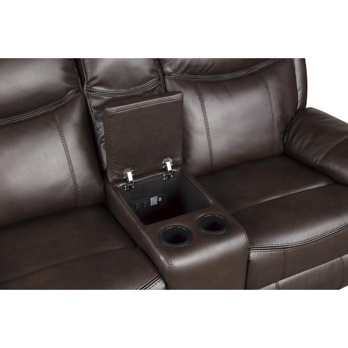 Aram Brown Double Glider Reclining Loveseat - Ornate Home