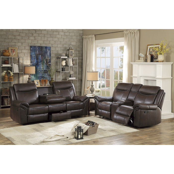Aram Brown Double Glider Reclining Loveseat - Ornate Home