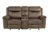 Aram Brown Double Glider Reclining Loveseat - Ornate Home
