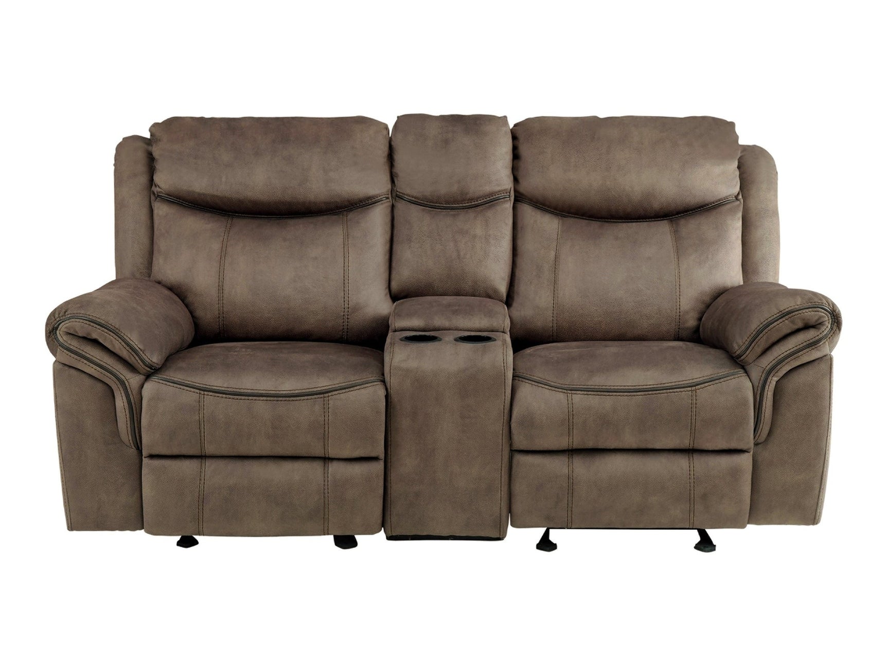 Aram Brown Double Glider Reclining Loveseat - Ornate Home