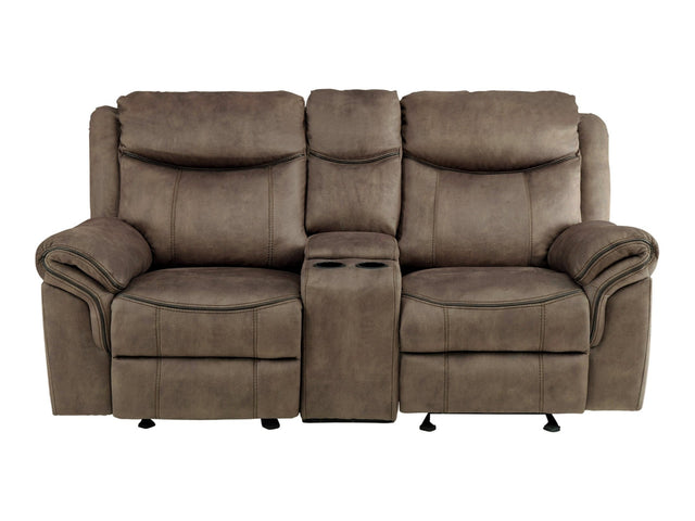 Aram Brown Double Glider Reclining Loveseat - Ornate Home
