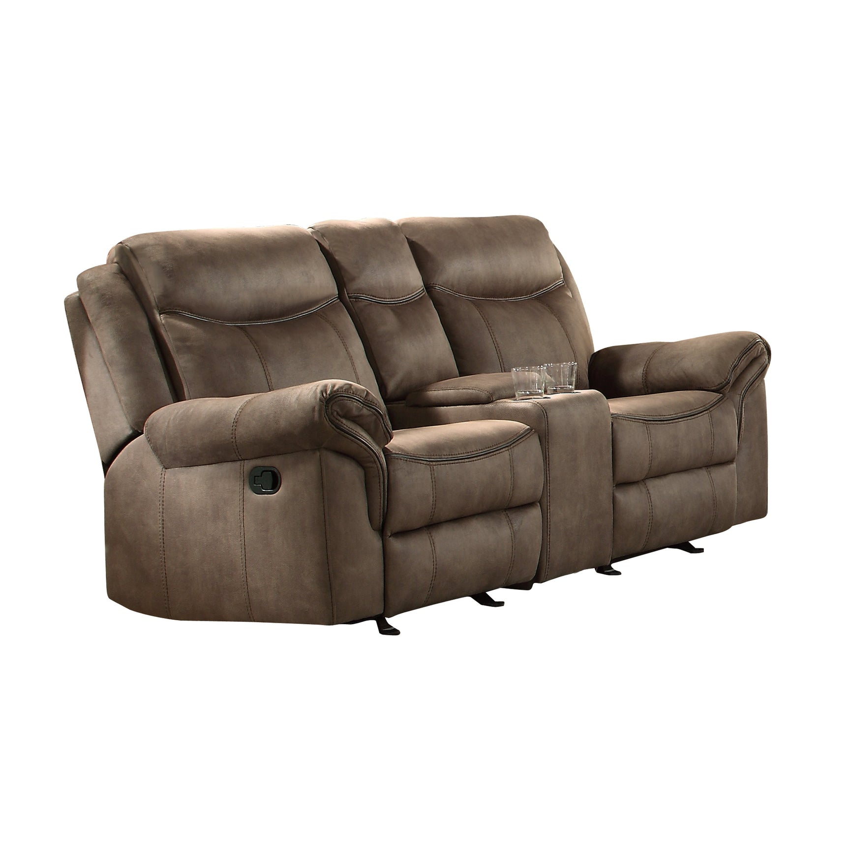 Aram Brown Double Glider Reclining Loveseat - Ornate Home