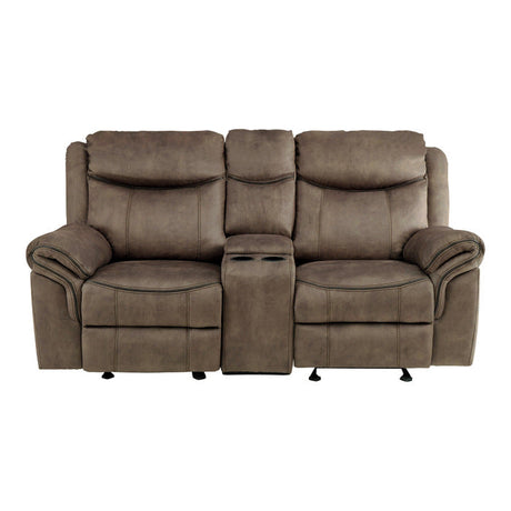 Aram Brown Double Glider Reclining Loveseat - Ornate Home