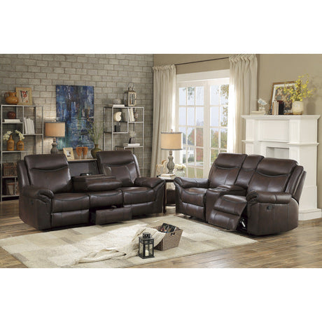 Aram Brown Double Reclining Sofa - Ornate Home