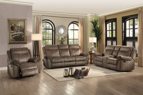 Aram Brown Double Reclining Sofa - Ornate Home