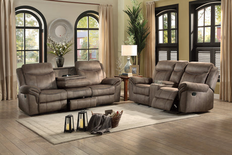 Aram Brown Double Reclining Sofa - Ornate Home