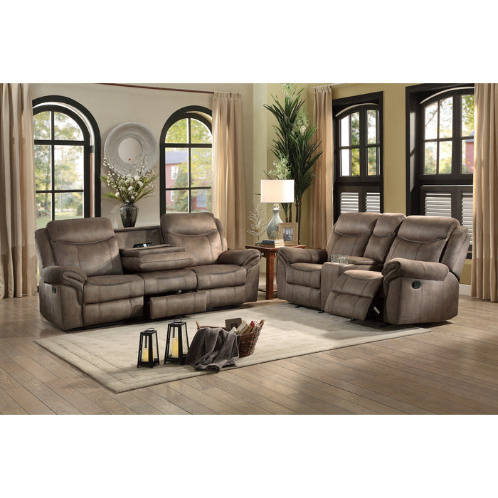 Aram Brown Double Reclining Sofa - Ornate Home