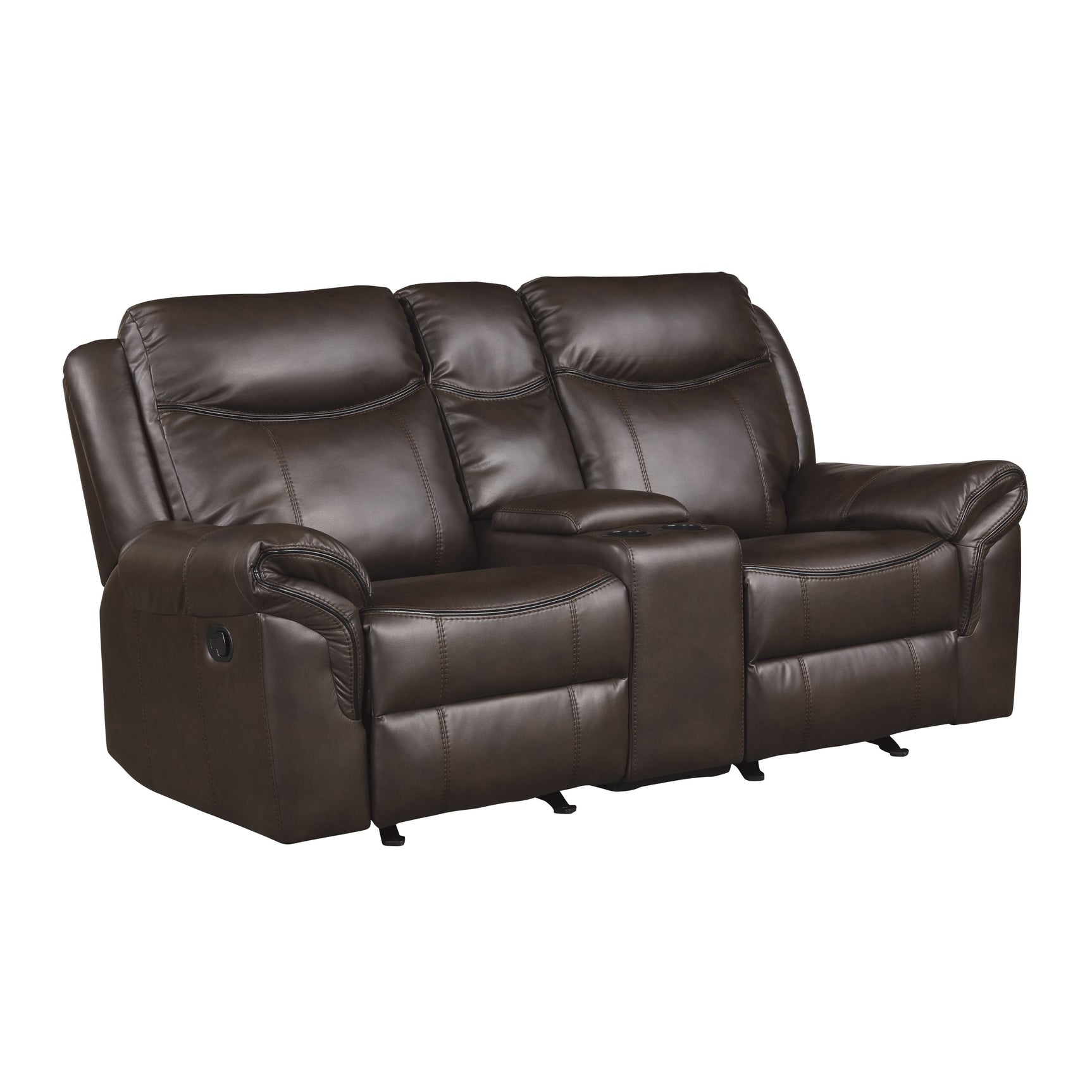 Aram Dark Brown Double Glider Reclining Loveseat - Ornate Home