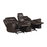 Aram Dark Brown Double Glider Reclining Loveseat - Ornate Home