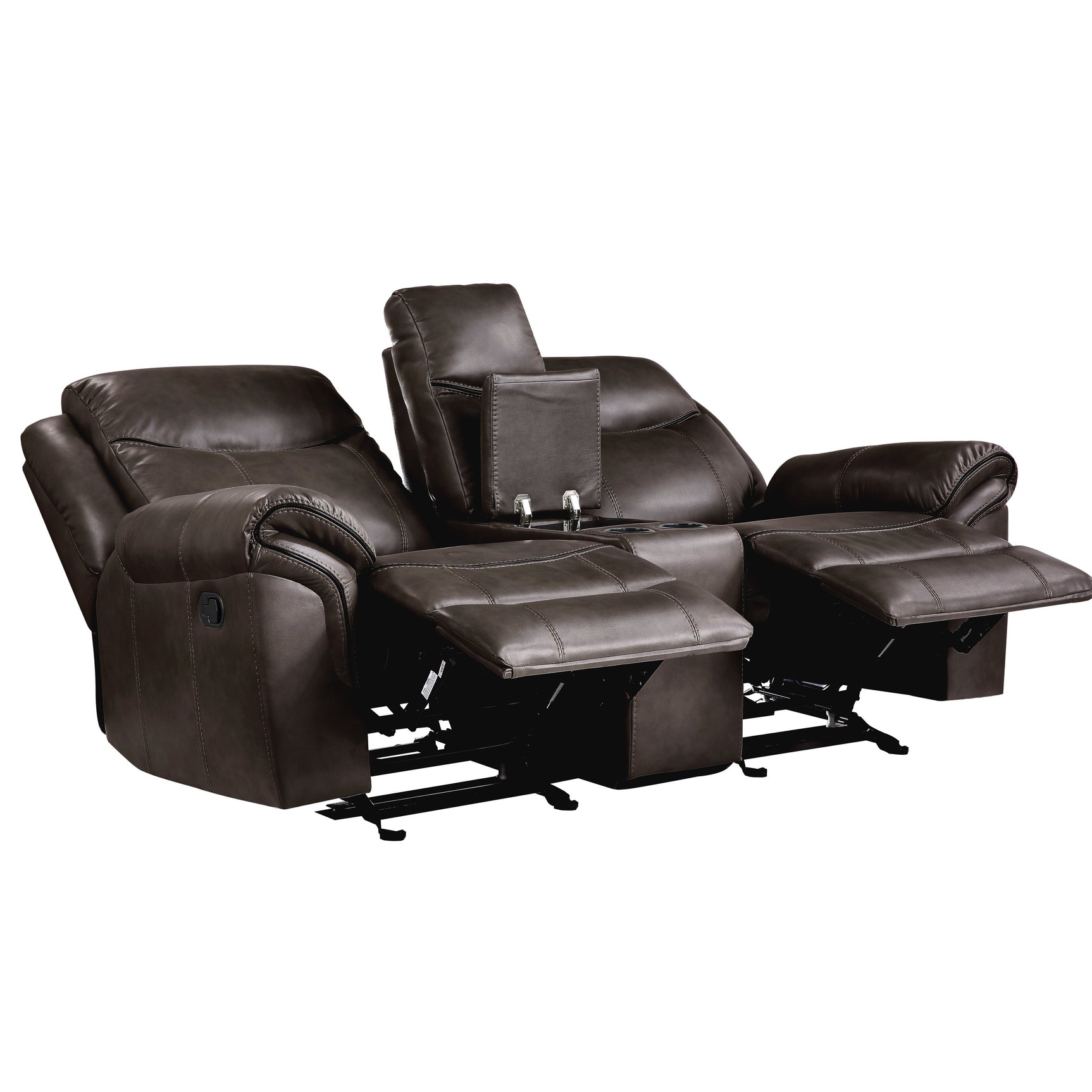 Aram Dark Brown Double Glider Reclining Loveseat - Ornate Home
