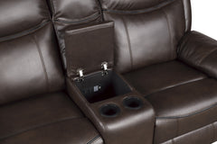 Aram Dark Brown Double Glider Reclining Loveseat - Ornate Home