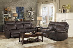Aram Dark Brown Double Glider Reclining Loveseat - Ornate Home