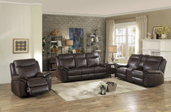 Aram Dark Brown Double Glider Reclining Loveseat - Ornate Home