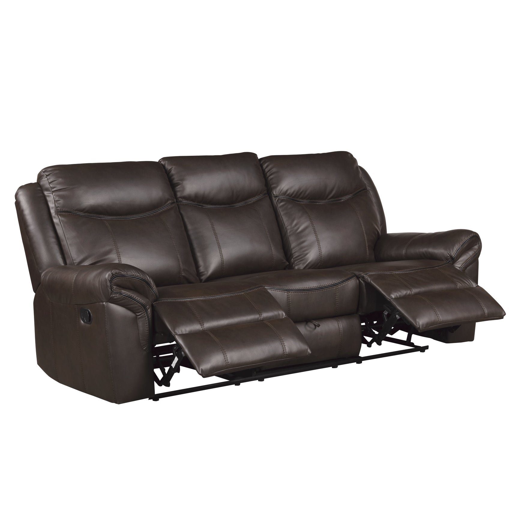 Aram Dark Brown Double Reclining Sofa - Ornate Home