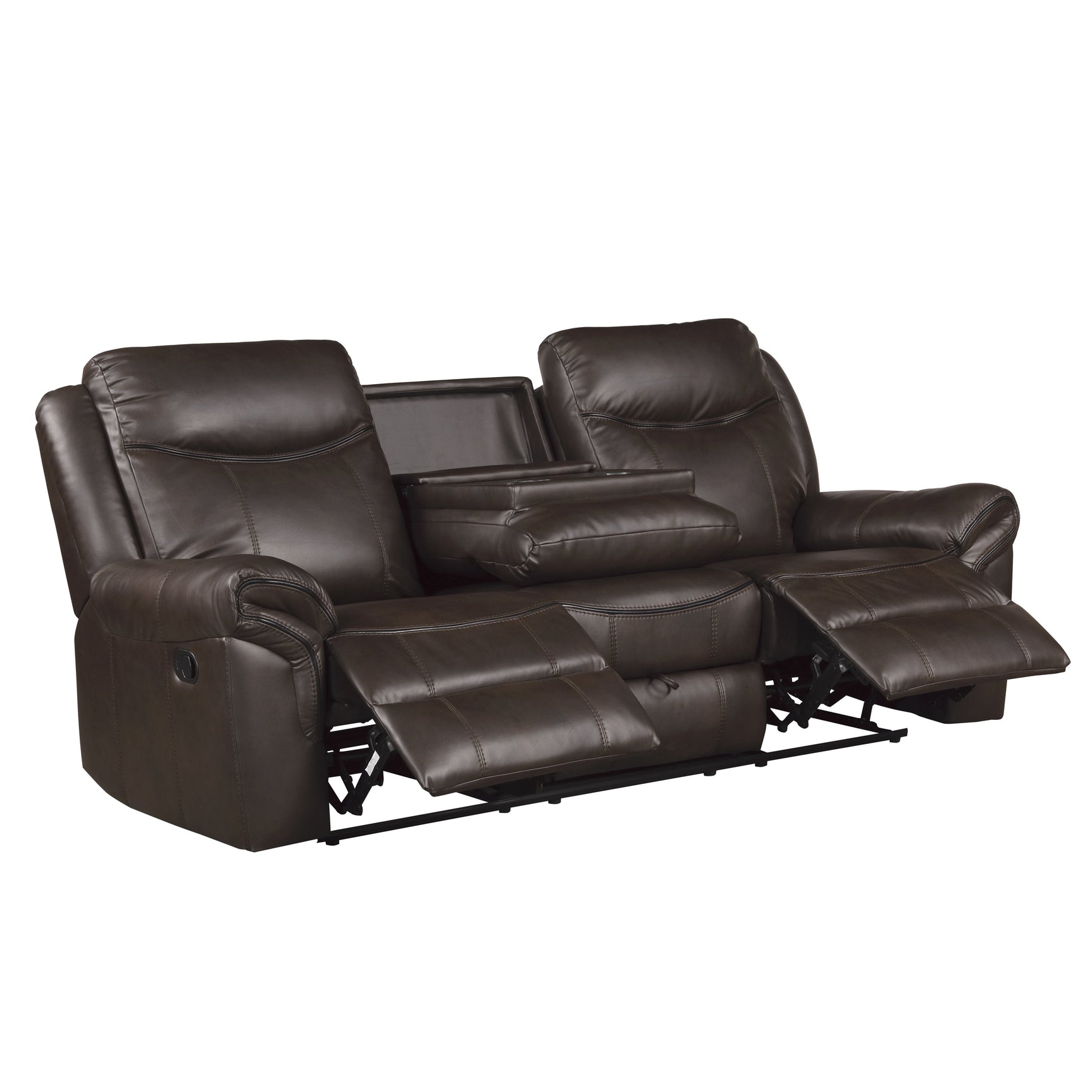 Aram Dark Brown Double Reclining Sofa - Ornate Home