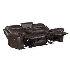 Aram Dark Brown Double Reclining Sofa - Ornate Home