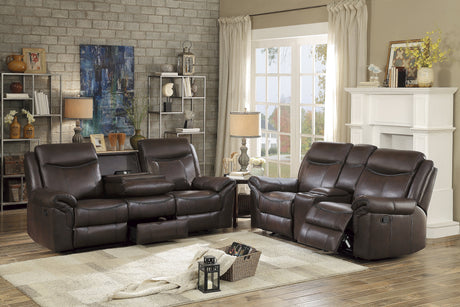 Aram Dark Brown Double Reclining Sofa - Ornate Home